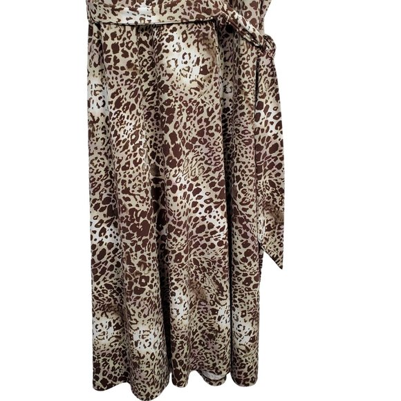 JM Collection Size XL Dress Animal Print Jersey Knit Stretch Midi Belt Faux Wrap - Picture 5 of 7